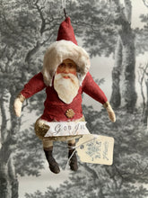 Laden Sie das Bild in den Galerie-Viewer, Spun Cotton Christmas Ornament Red Santa "God Jul"