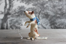 Laden Sie das Bild in den Galerie-Viewer, Spun Cotton Christmas Ornament Sitting Dog with Blue Ribbon