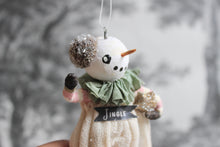 Laden Sie das Bild in den Galerie-Viewer, Spun Cotton Winter Ornament Snowfolk Girl "Jingle"