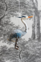 Laden Sie das Bild in den Galerie-Viewer, Spun Cotton Christmas Ornament Heron with Glitter