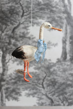Laden Sie das Bild in den Galerie-Viewer, Spun Cotton Christmas Ornament Stork with Blue Ribbon