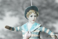 Laden Sie das Bild in den Galerie-Viewer, Spun Cotton Ornament Sailor Boy with Swan Pull Toy
