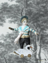 Laden Sie das Bild in den Galerie-Viewer, Spun Cotton Ornament Sailor Boy with Swan Pull Toy