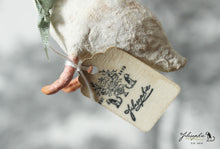 Laden Sie das Bild in den Galerie-Viewer, Spun Cotton Ornament Goose with Dusty Green Ribbon