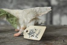Laden Sie das Bild in den Galerie-Viewer, Spun Cotton Standing Figurine Cackling Goose with Green  Ribbon