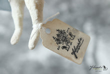 Laden Sie das Bild in den Galerie-Viewer, Spun Cotton Ornament White Easter Rabbit with golden Stork