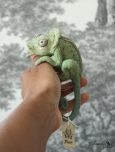 Laden Sie das Bild in den Galerie-Viewer, Chameleon with Glitter Spun Cotton Figurine