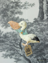 Laden Sie das Bild in den Galerie-Viewer, Pelican with Mint Ribbon Spun Cotton Figurine