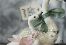 Laden Sie das Bild in den Galerie-Viewer, Mama & Baby Swan Set of 2 Spun Cotton Figurines