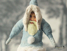 Laden Sie das Bild in den Galerie-Viewer, Spun Cotton Christmas Ornament Blue Santa "Noel"
