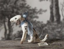 Laden Sie das Bild in den Galerie-Viewer, Spun Cotton Ornament Sitting Dog with Blue Ribbon