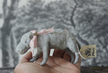 Laden Sie das Bild in den Galerie-Viewer, Hippo with Pink Ribbon Spun Cotton Figurine