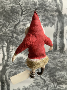 Spun Cotton Christmas Ornament Red Santa "God Jul"