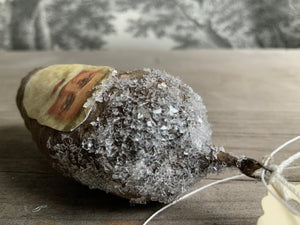 Spun Cotton Winter Ornament Pinecone with Transparent Glitter