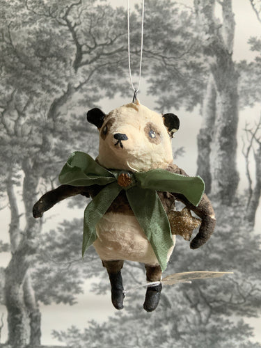 Spun Cotton Christmas Ornament Panda Bear with Star