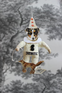 Spun Cotton Christmas Ornament Terrier with Pulltoy