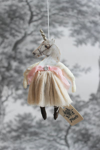 Spun Cotton Christmas Ornament Unicorn Girl