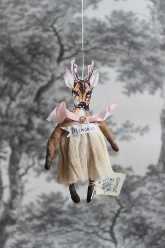 Spun Cotton Christmas Ornament Deer Girl 