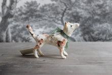 Laden Sie das Bild in den Galerie-Viewer, Spun Cotton Christmas Ornament Dog Terrier with Green Ribbon