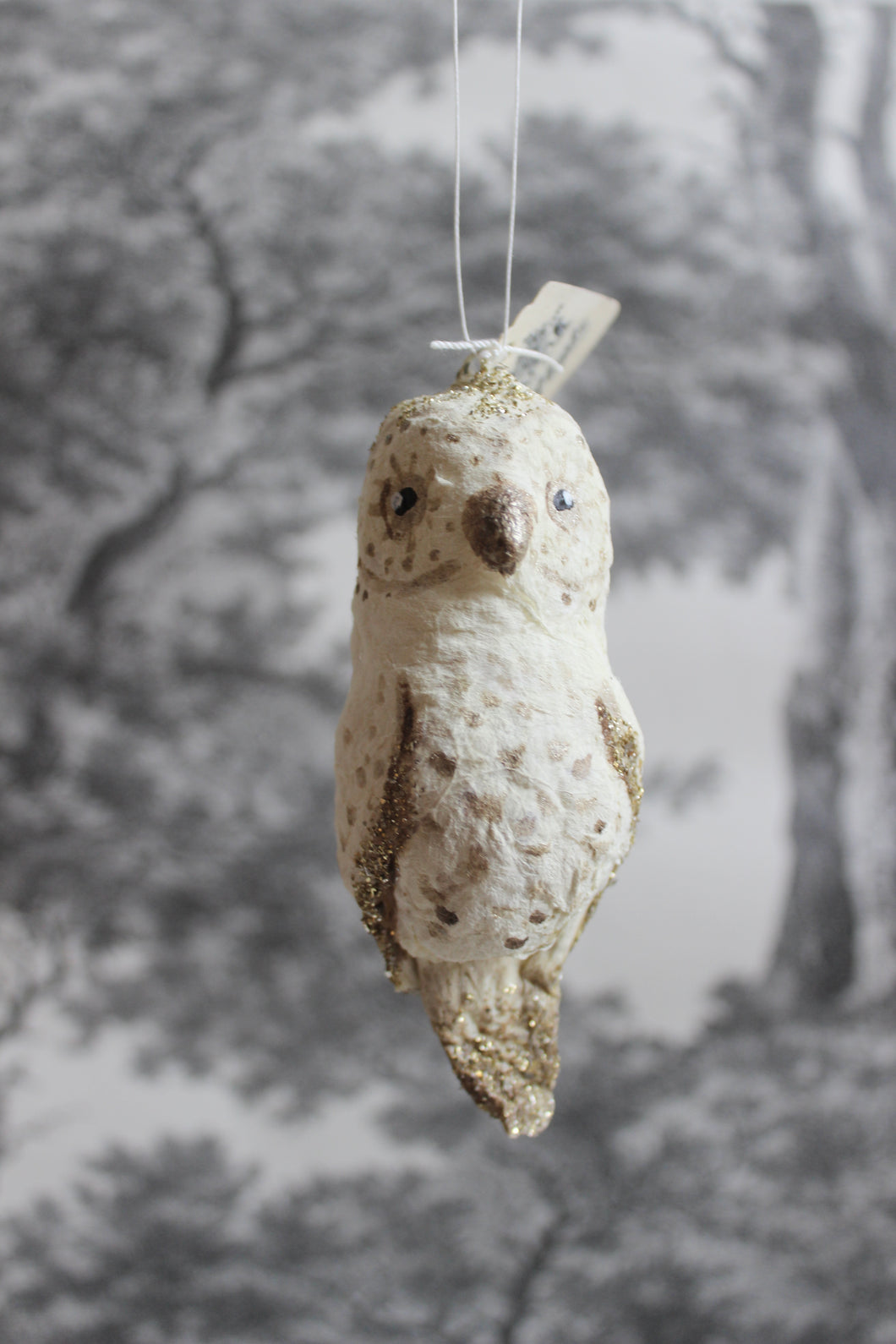 Spun Cotton Christmas Ornament Small Owl