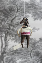 Laden Sie das Bild in den Galerie-Viewer, Spun Cotton Christmas Ornament Zebra &quot;Souvenir&quot;