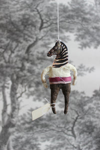 Spun Cotton Christmas Ornament Zebra "Souvenir"