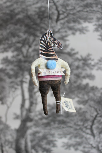 Spun Cotton Christmas Ornament Zebra 