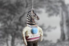 Laden Sie das Bild in den Galerie-Viewer, Spun Cotton Christmas Ornament Zebra &quot;Souvenir&quot;