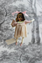 Laden Sie das Bild in den Galerie-Viewer, Spun Cotton Christmas Ornament Girl with Cake &quot;Sweetie Pie&quot;