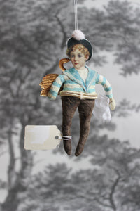 Spun Cotton Christmas Ornament Boy with Swan