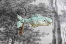 Laden Sie das Bild in den Galerie-Viewer, Spun Cotton Christmas Ornament Blue Fish with Glitter
