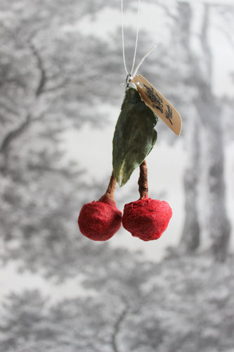 Spun Cotton Christmas Ornament Cherries
