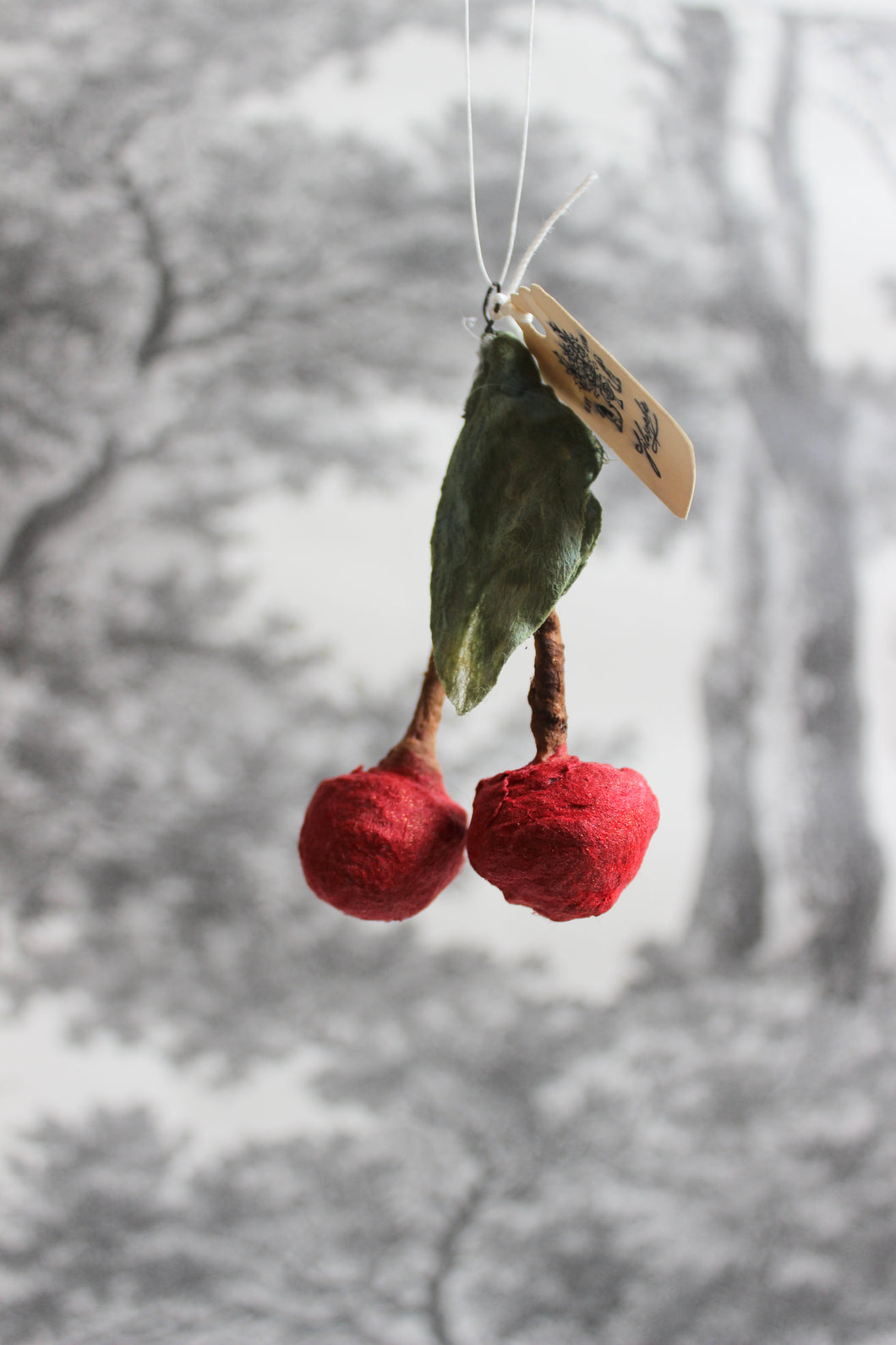 Spun Cotton Christmas Ornament Cherries