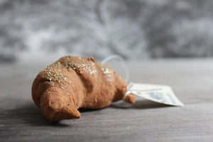 Spun Cotton Christmas Ornament Croissant with Gold Glitter
