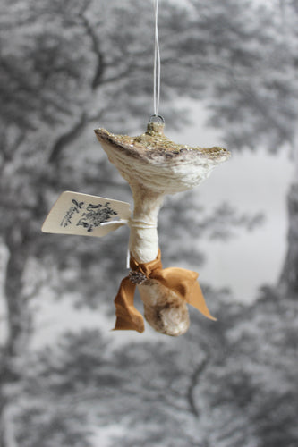 Spun Cotton Ornament Brown Mushroom