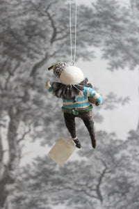 Spun Cotton Winter Ornament Snowfolk Boy with Snowball