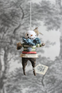 Spun Cotton Winter Ornament Snowfolk Boy