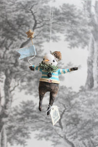 Spun Cotton Winter Ornament Snowfolk Boy 