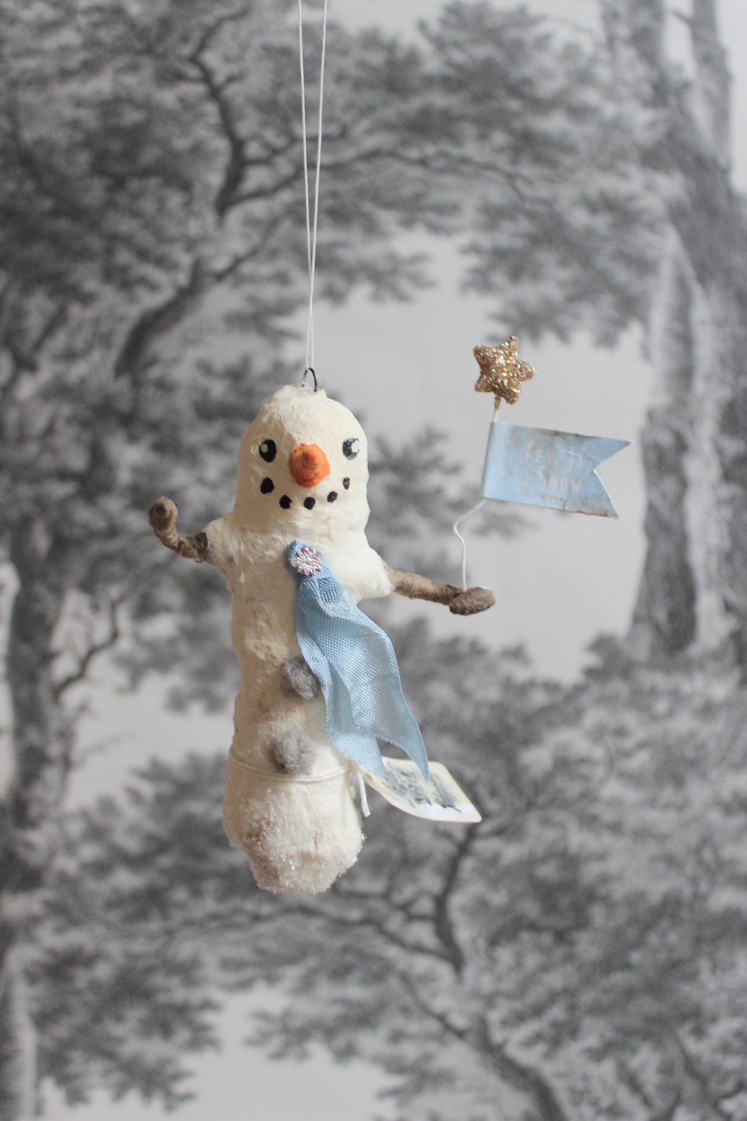 Spun Cotton Winter Ornament Snowman 