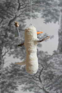 Spun Cotton Winter Ornament Snowman "Let It Snow"