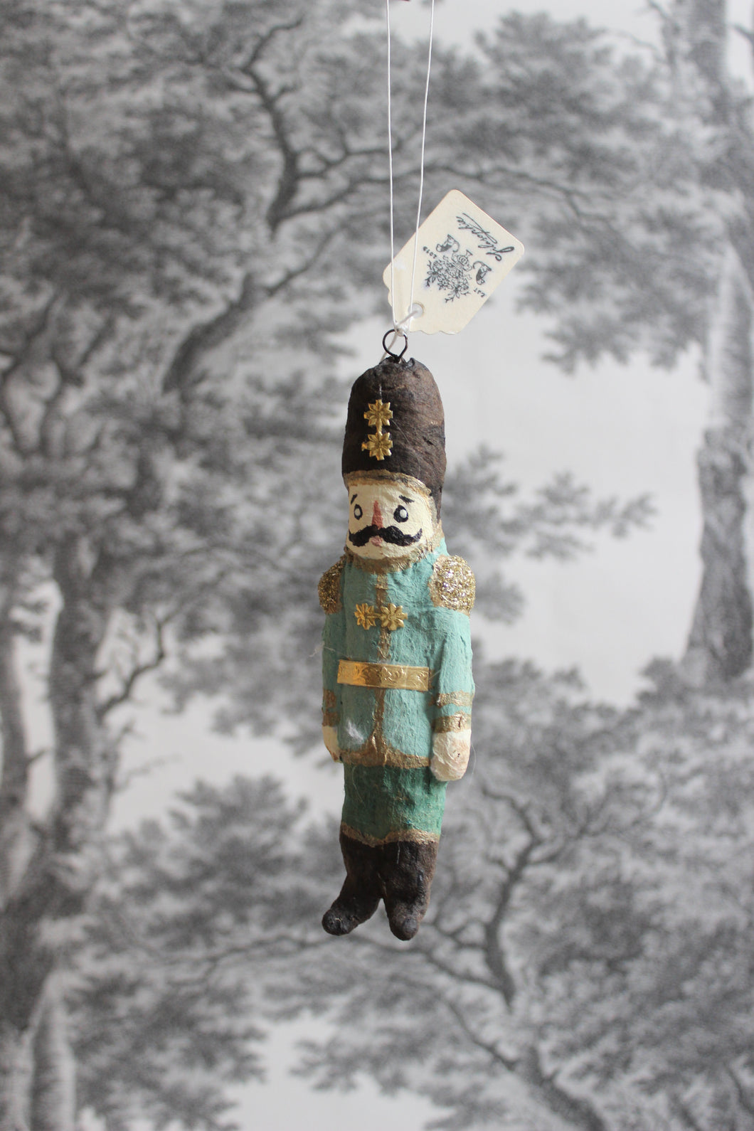 Spun Cotton Winter Ornament Mint Nutcracker