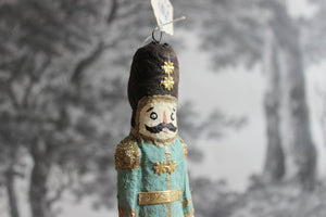 Spun Cotton Winter Ornament Mint Nutcracker