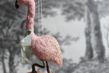 Laden Sie das Bild in den Galerie-Viewer, Spun Cotton Christmas Ornament Flamingo with Glitter