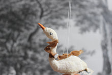 Laden Sie das Bild in den Galerie-Viewer, Spun Cotton Christmas Ornament Goose with Gold Ribbon