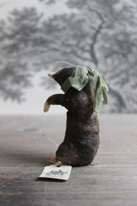 Spun Cotton Christmas Ornament Mole with Green Ribbon