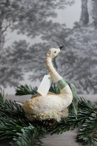 Standing Spun Cotton Figurine Winged Swan with Clip