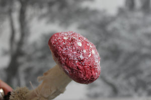 Spun Cotton Ornament Red Mushroom with Clip