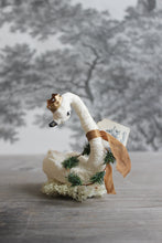 Laden Sie das Bild in den Galerie-Viewer, Standing Spun Cotton Figurine Curious Winged Swan with Wreath and Crown
