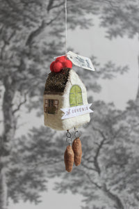 Spun Cotton Christmas Ornament Cuckoo Clock