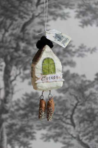 Spun Cotton Christmas Ornament Cuckoo Clock 